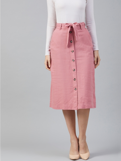

Marks & Spencer Dusty Pink Solid A-Line Skirt