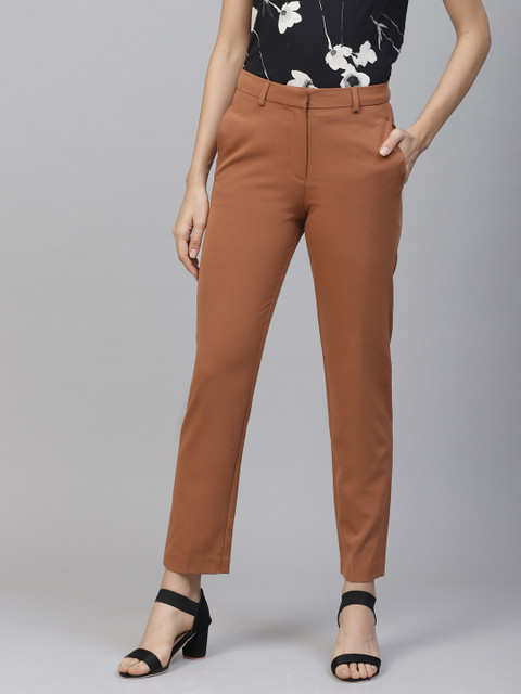 

Marks & Spencer Women Brown Slim Fit Solid Cropped Trousers