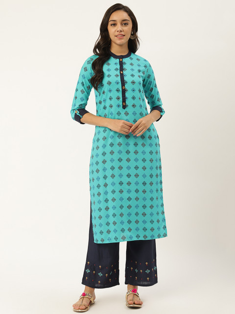 

RANGMAYEE Women Blue Printed Kurta with Palazzos