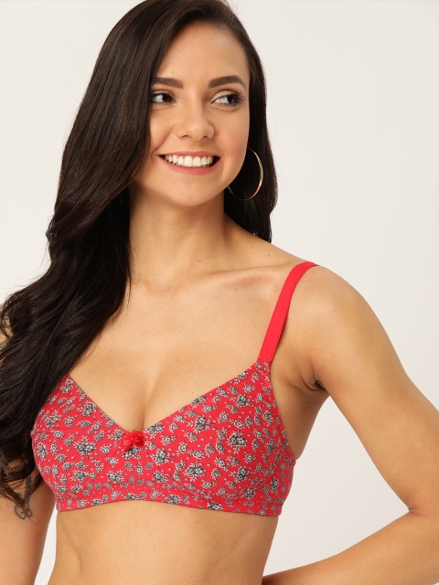 

DressBerry Red & Black Floral Printed Non-Wired Non Padded Everyday Bra DB-DRM-BRA-007