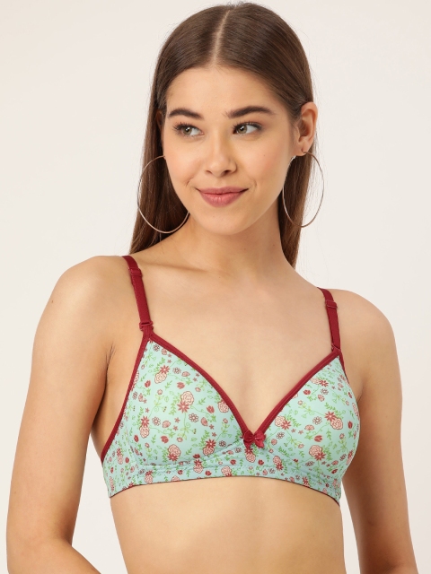 

DressBerry Blue & Maroon Floral Print Non-Wired Lightly Padded Everyday Bra DRM-026