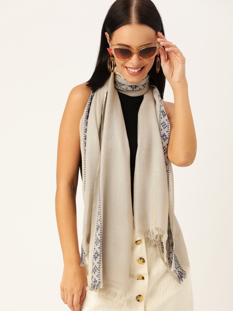 

DressBerry Women Cream-Coloured Solid Scarf