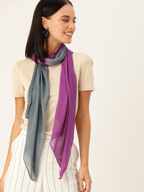 

DressBerry Women Grey & Purple Dyed Scarf