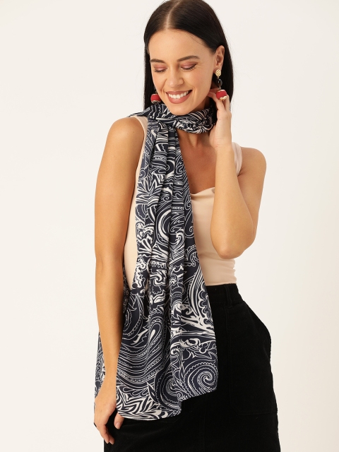 

DressBerry Women Navy Blue & White Printed Scarf