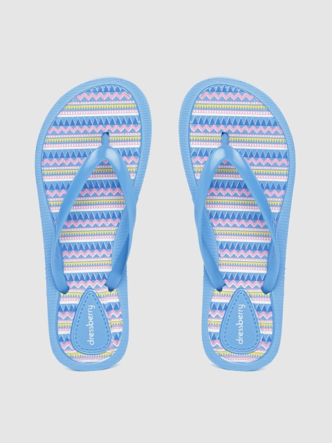 

DressBerry Women Blue & Pink Chevron Print Thong Flip-Flops