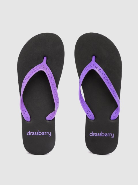 

DressBerry Women Purple & Black Laser Cut Thong Flip-Flops