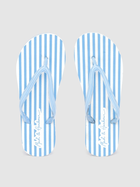 

Mast & Harbour Women Blue & White Striped Thong Flip-Flops