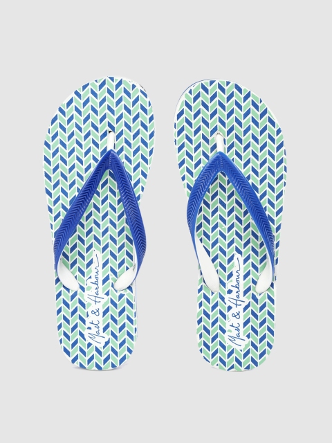 

Mast & Harbour Women Blue & Green Chevron Print Thong Flip-Flops