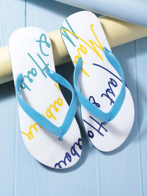 

Mast & Harbour Men Blue & White Printed Thong Flip-Flops