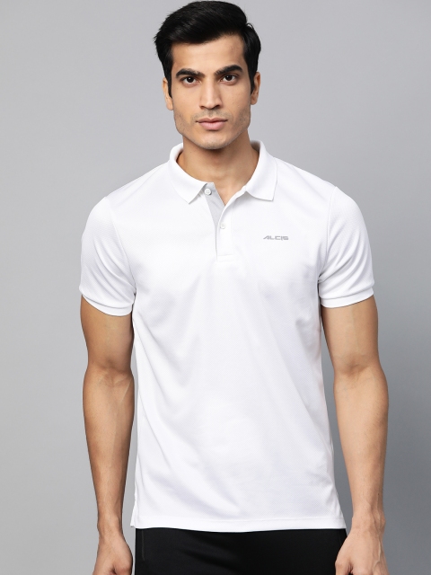 

Alcis Men White Self Design Polo Collar Training T-shirt