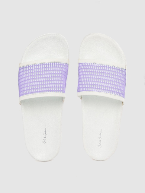 

Mast & Harbour Women Lavender & White Woven Design Sliders