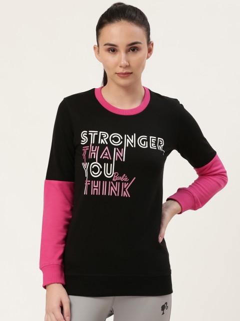 

toothless Women Black & White Barbie Printed Sweatshirt