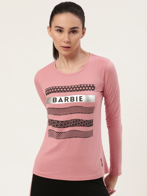 

Barbie Women Dusty Pink & Black Striped Round Neck T-shirt