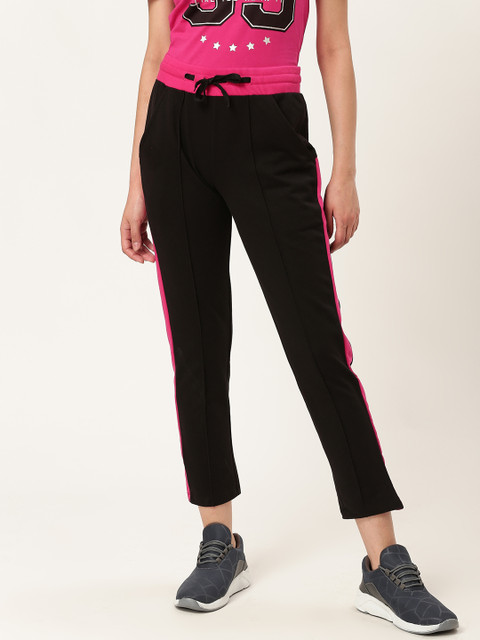 

toothless Women Black Solid Barbie Cropped Track Pants