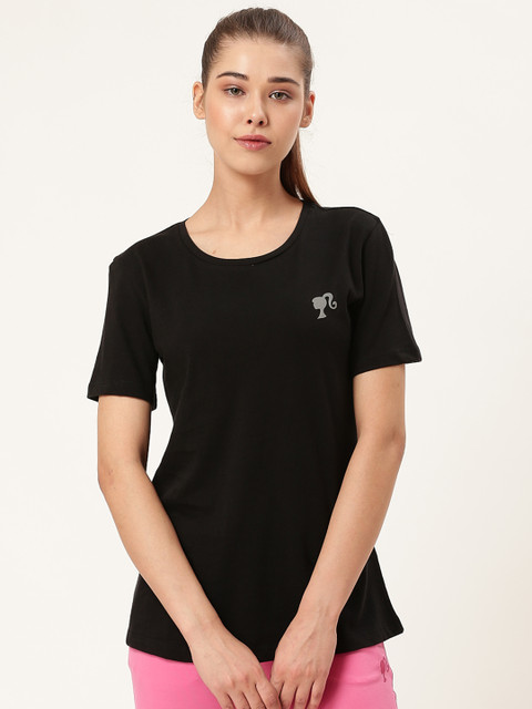 

Barbie Women Black Solid Round Neck T-shirt