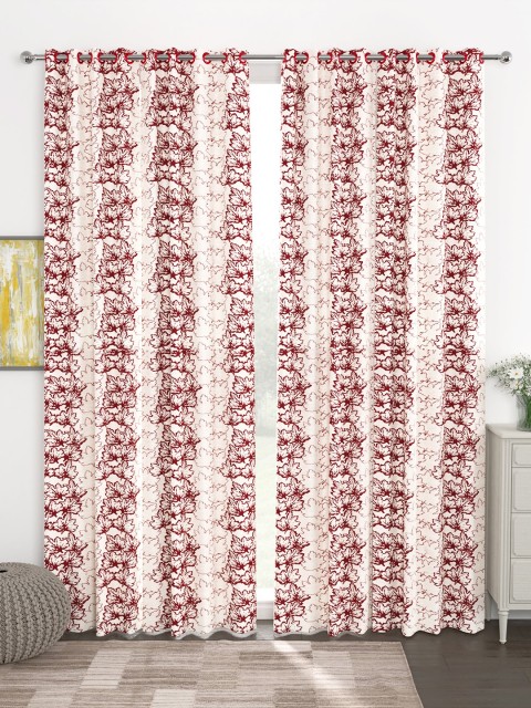 

Story@home Maroon & White Set of 4 Jacquard Door Curtains