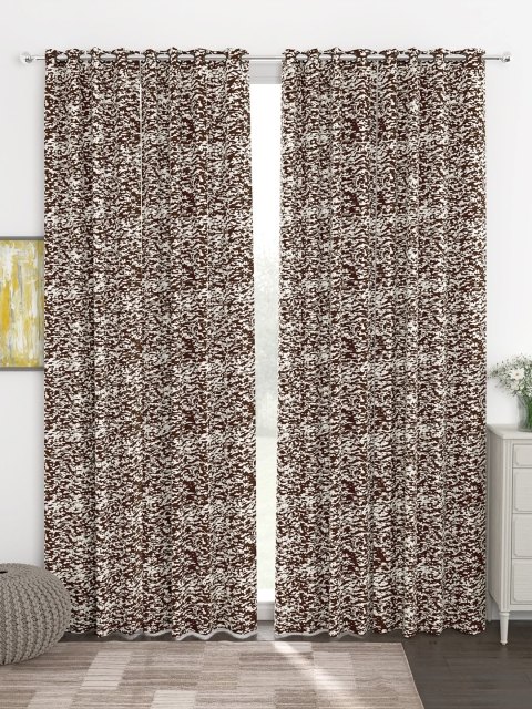

Story@home Coffee Brown & White Set of 4 Printed Door Curtains