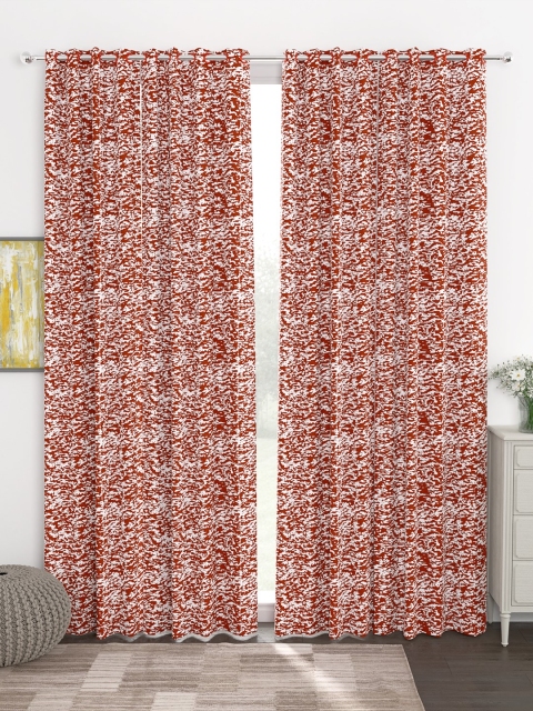 

Story@home Maroon & White Jacquard Set of 4 Door Curtains