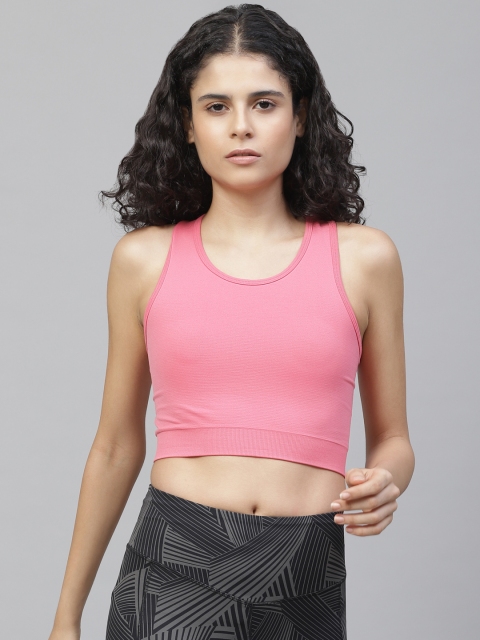 

Marks & Spencer Women Pink Solid Racer Back Crop Top