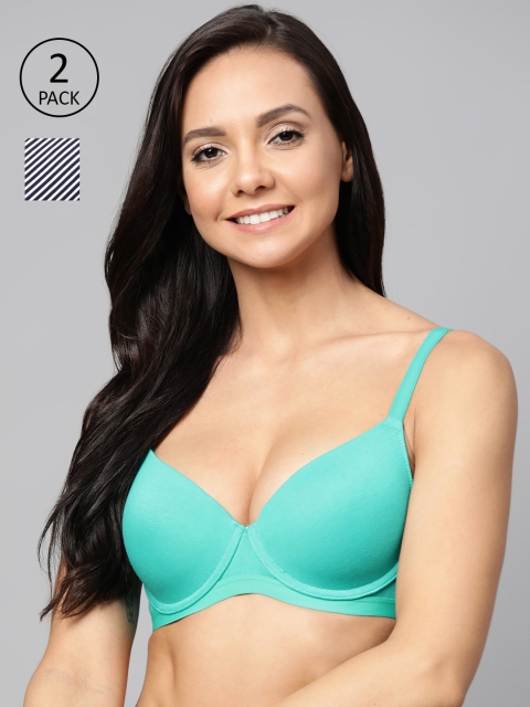 

Marks & Spencer Pack of 2 Underwired Lightly Padded T-shirt Bra T330397, Sea green