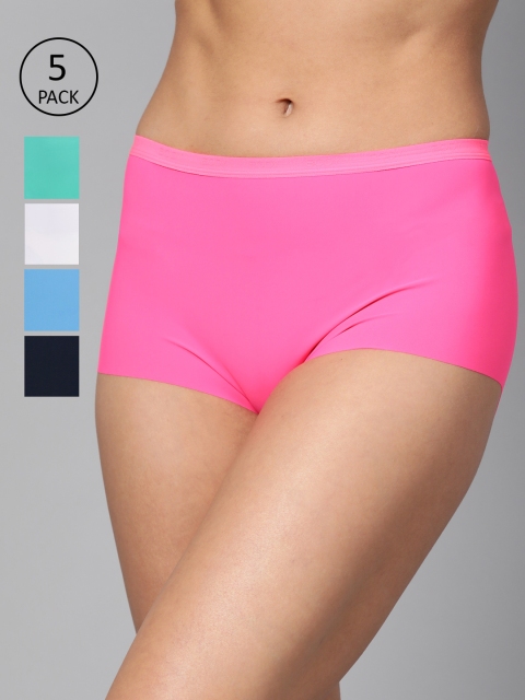 

Marks & Spencer Women Pack of 5 Solid High-Waist Seamless Hipster Briefs T615021F, Pink