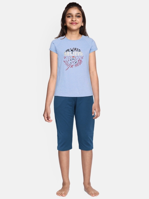

Sweet Dreams Girls Blue Solid Night suit