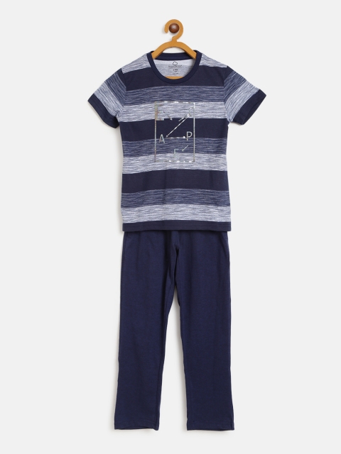 

Sweet Dreams Boys Navy Blue & White Striped Night suit