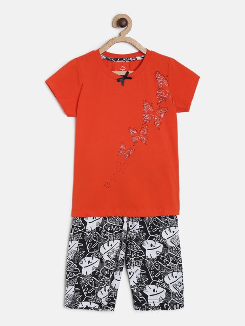 

Sweet Dreams Girls Red & Black Printed Night suit