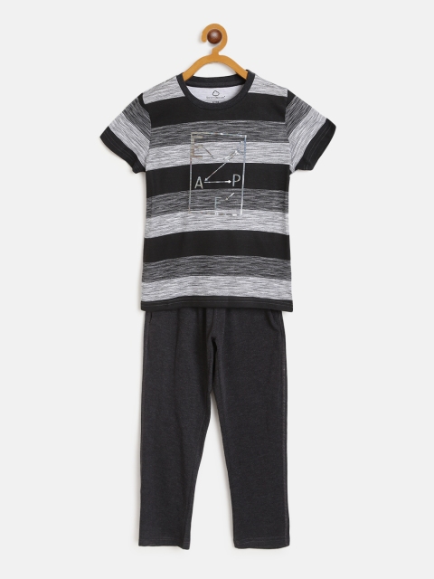 

Sweet Dreams Boys Charcoal Grey & White Striped Night Suit