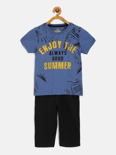 

Sweet Dreams Boys Blue & Black Printed Night Suit