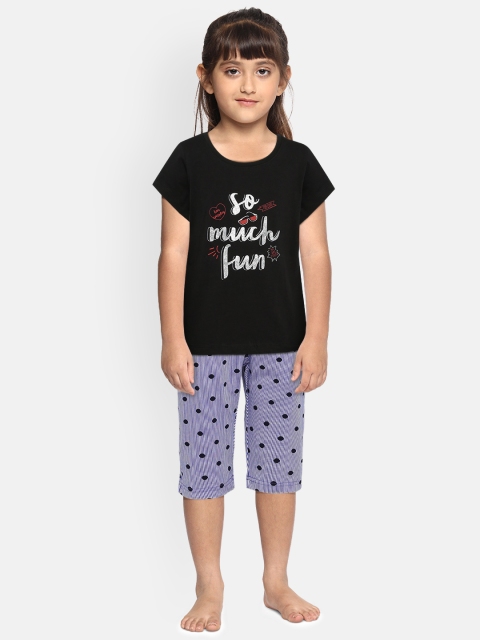 

Sweet Dreams Girls Black & Blue Printed Night suit