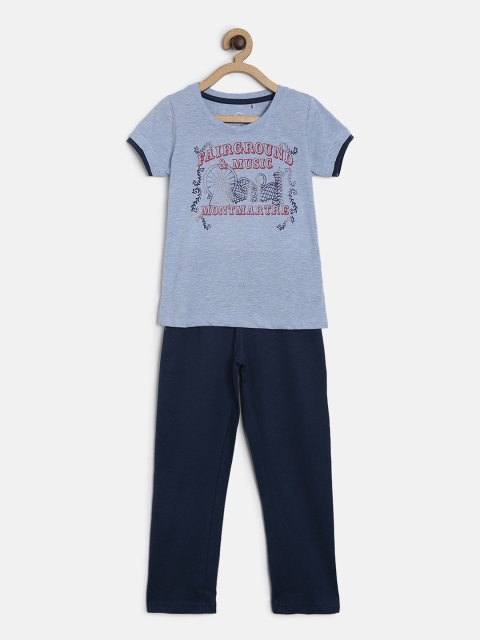 

Sweet Dreams Girls Blue Printed Night suit