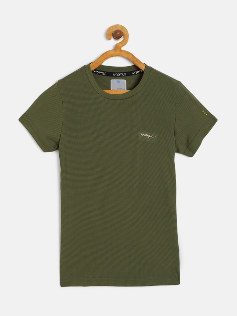 

Sweet Dreams Boys Olive Green Self-Checked Round Neck T-shirt