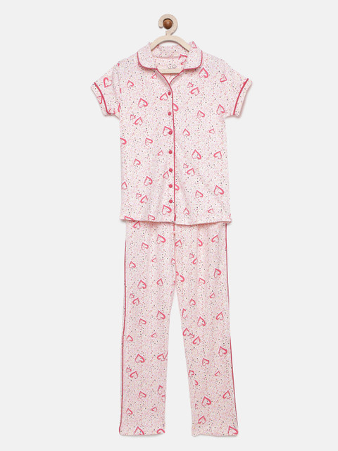 

Sweet Dreams Girls Pink Printed Night suit