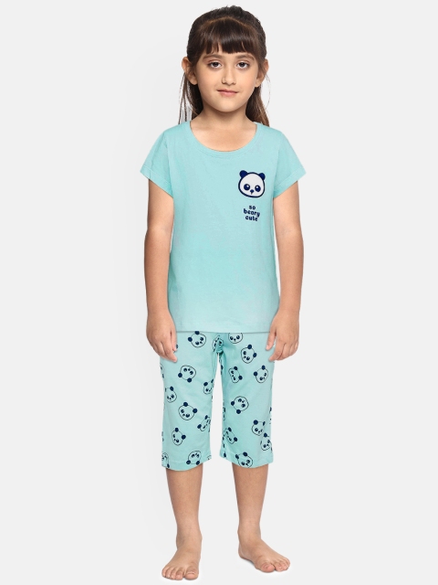 

Sweet Dreams Girls Blue Printed Night suit