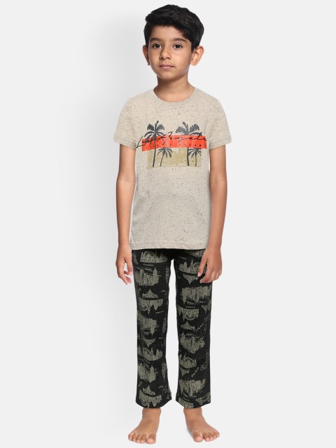 

Sweet Dreams Boys Beige & Charcoal Grey Printed Night Suit