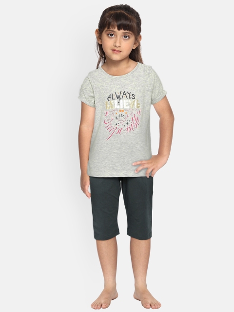 

Sweet Dreams Girls Grey & Black Printed Night suit