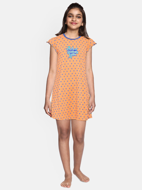 

Sweet Dreams Girls Peach-Coloured Printed Nightdress