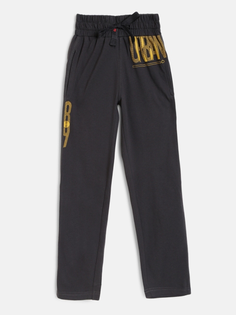 

Sweet Dreams Boys Charcoal Grey Solid Track Pants with Printed Detail