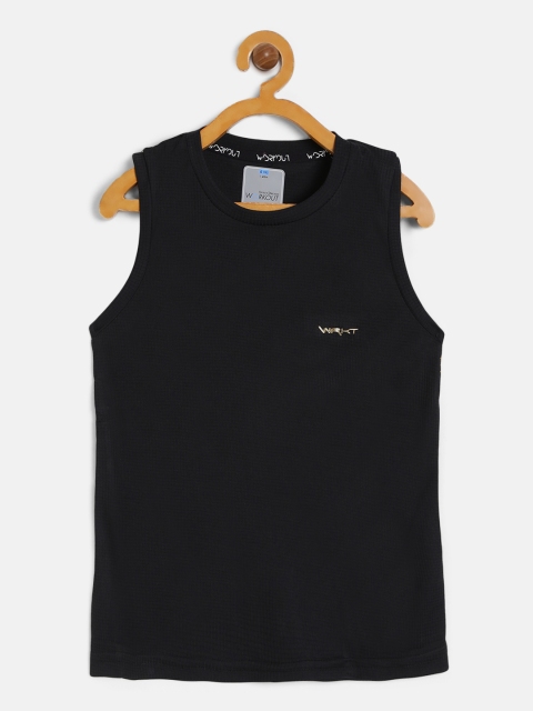 

Sweet Dreams Boys Black Self-Checked Round Neck T-shirt