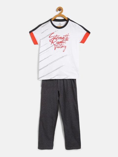 

Sweet Dreams Boys White & Charcoal Grey Printed Night Suit