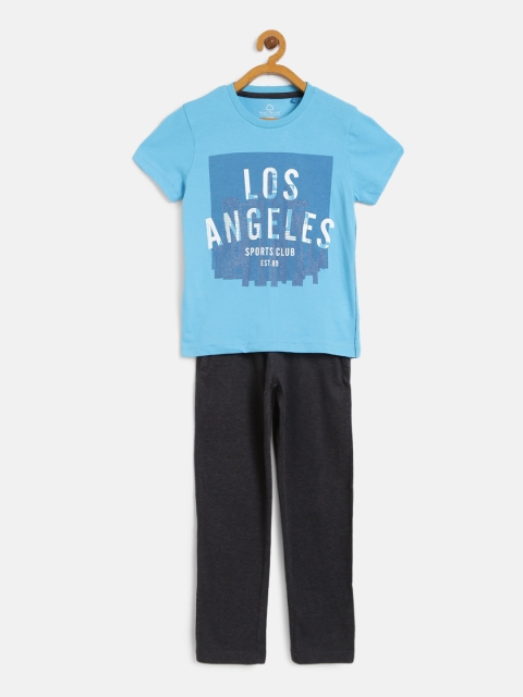 

Sweet Dreams Boys Blue & Charcoal Grey Printed Night Suit