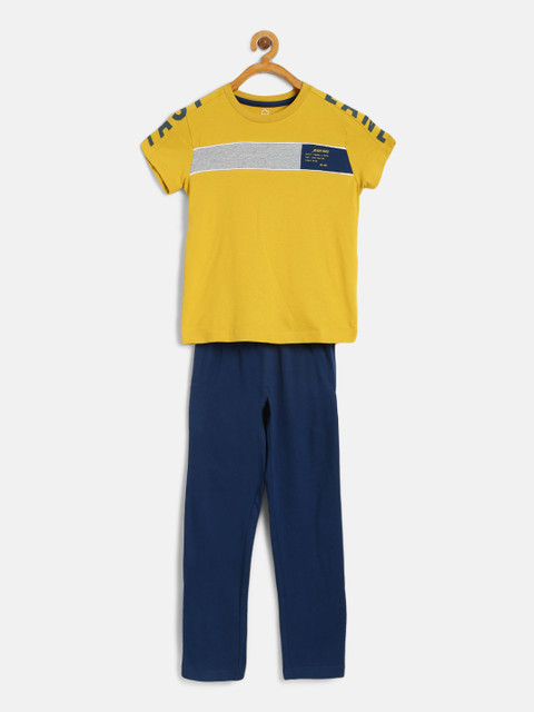 

Sweet Dreams Boys Mustard Yellow & Navy Blue Printed Detail Night Suit
