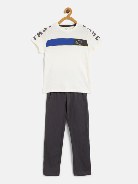 

Sweet Dreams Boys Off-White & Charcoal Grey Printed Detail Night Suit