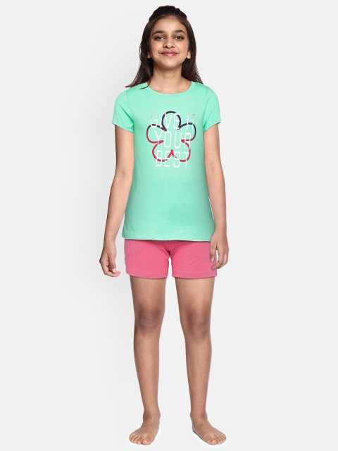 

Sweet Dreams Girls Green & Green Solid Night suit
