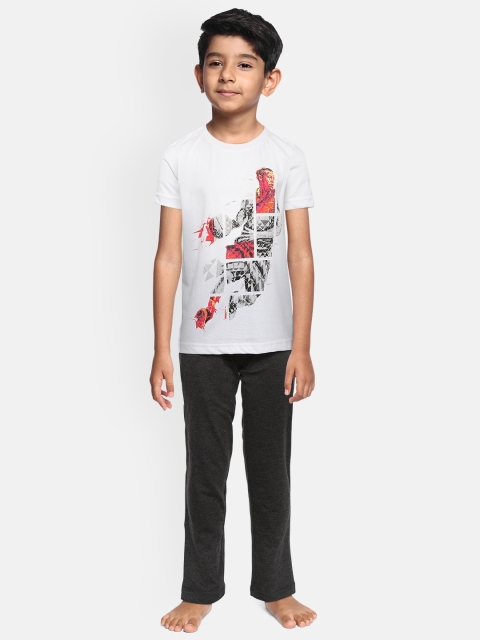 

Sweet Dreams Boys White & Black Printed Night suit