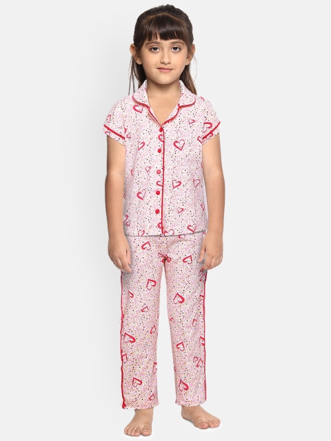 

Sweet Dreams Girls Pink Printed Night suit
