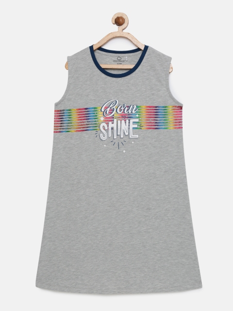 

Sweet Dreams Grey Melange Printed Nightdress