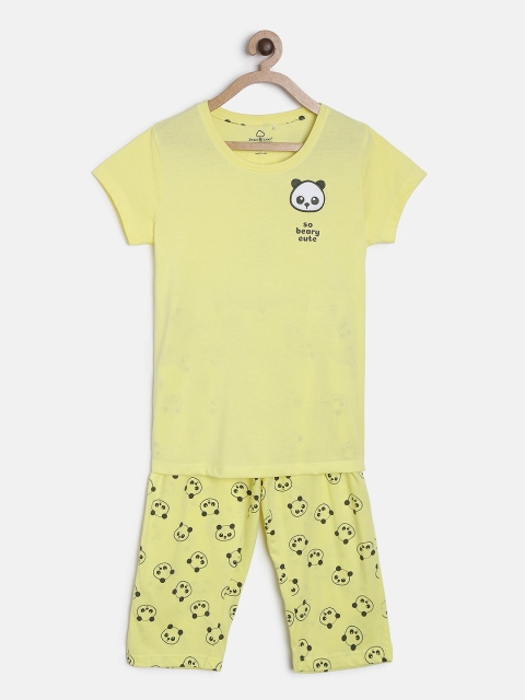 

Sweet Dreams Girls Yellow Printed Night suit