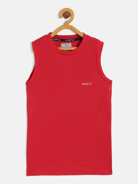 

Sweet Dreams Boys Red Self-Checked Round Neck T-shirt